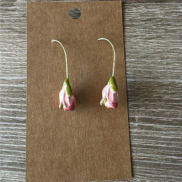 Bohemian flower drop earrings A702 - Picture 5 of 5